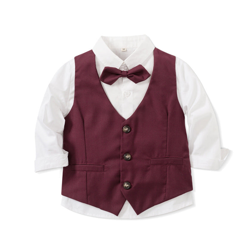 Children's Formal Suit Bow Tie Vest Three-Piece Set – Boys & Girls Dress Outfit | Canada & USA