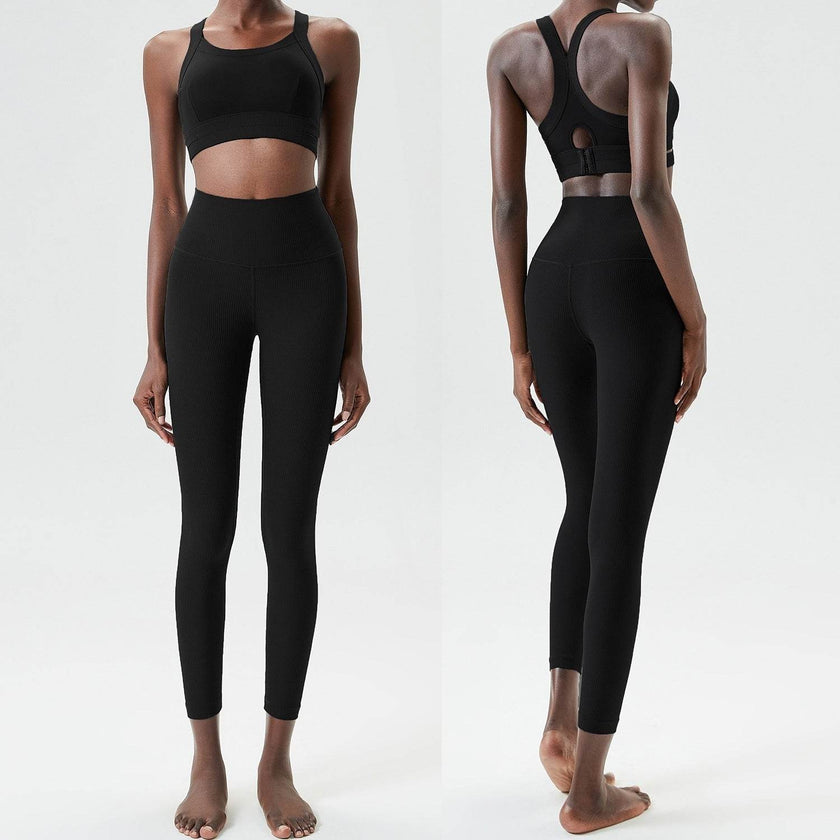 2pcs set Yoga Clothes Sleeveless Crop Workout top and Gym Leggings