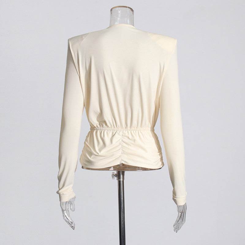 Top Fashion Swing pleated draping cowl neck blouse top