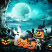 HOMCOM 7.5ft Halloween Inflatables Pumpkin Ghost Family, Blow Up Halloween Decorations Outdoor LED Yard Display, Waterproof