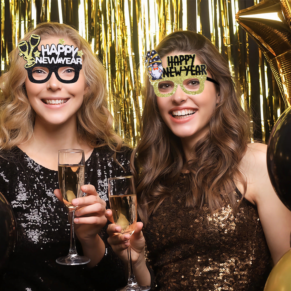 New Year Party Photo Prop Glasses Set – Funny NYE Novelty Glasses & Hats