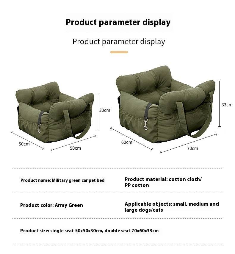 Safety Pet Car Booster Seat for Dogs & Cats – Padded Travel Seat (Green, S/L)