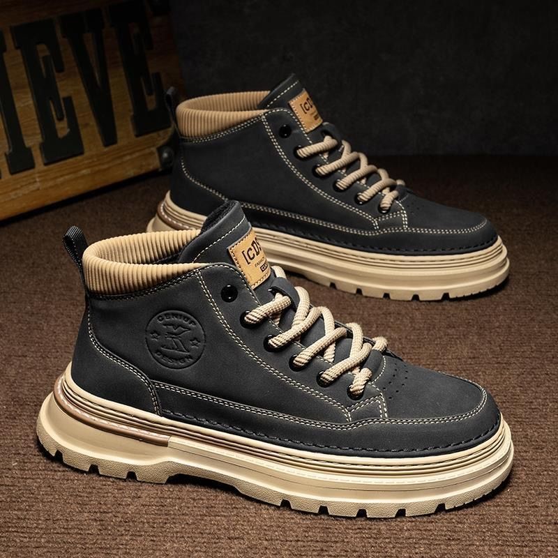Men's Retro British-Style Mid-Calf Leather Martin Boots