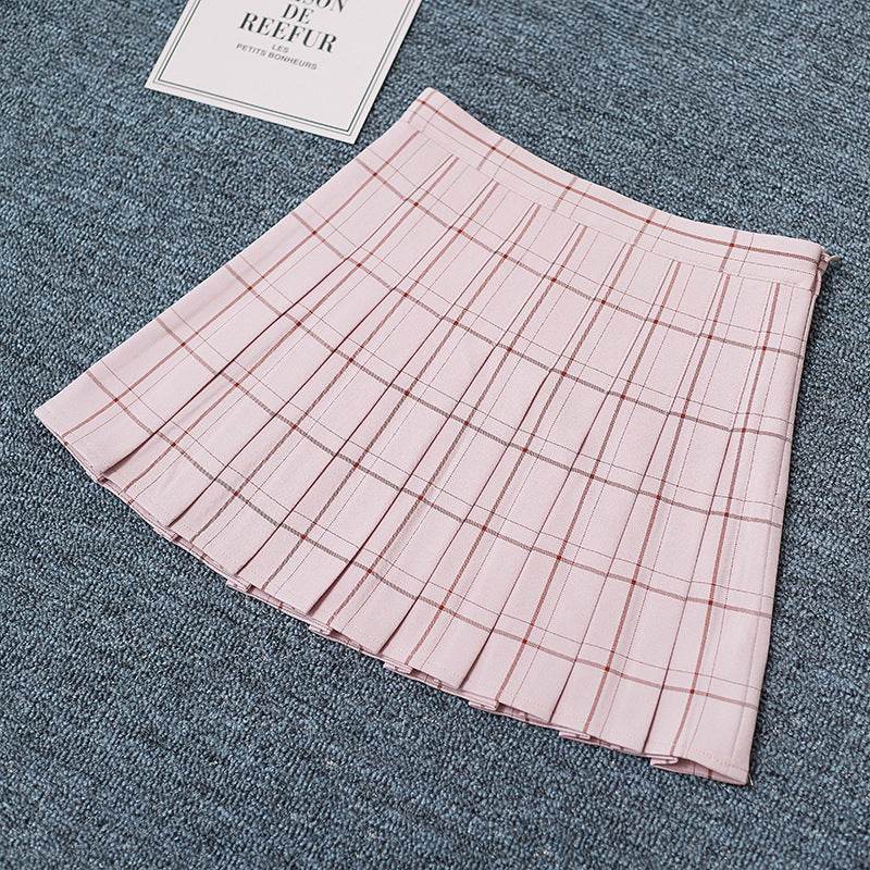Mini Plaid Pleated High Waist Skirt A- Line Skirt
