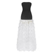 Black And White Tube Top Three-dimensional Flower Pettiskirt Dinner Dress