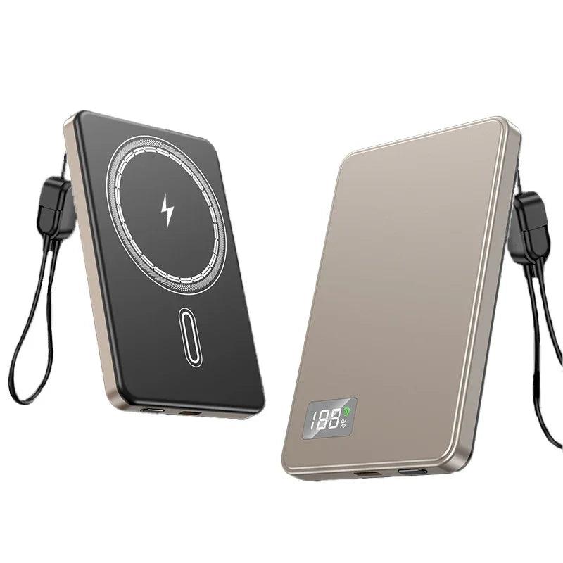 Ultra-thin Fast Charging Magnetic Power Bank With Built-in Cable