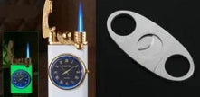New Lighter With Electric Watch Rocker Arm Automatic Ignition Straight Blue Flame Lighter Creative Real Dial Inflatable Windproof Cigar Lighter Men's Watch Gift