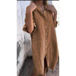 Women's Cotton Linen Shirt Dress – Loose Casual Button-Down A-Line Dress