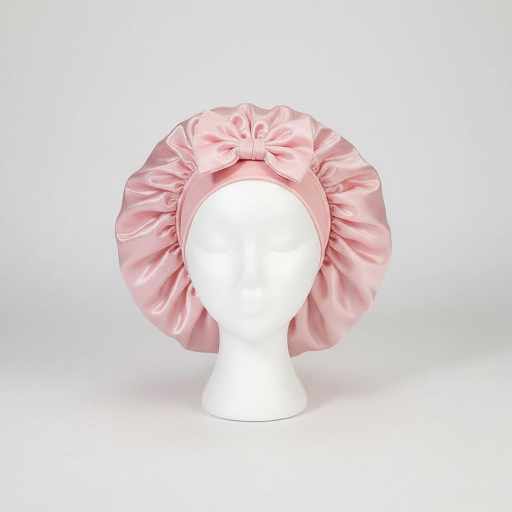 Satin Silk Hair Bonnet for Sleeping – Oversized Bow Bonnet for Curly Hair | 21 Colours