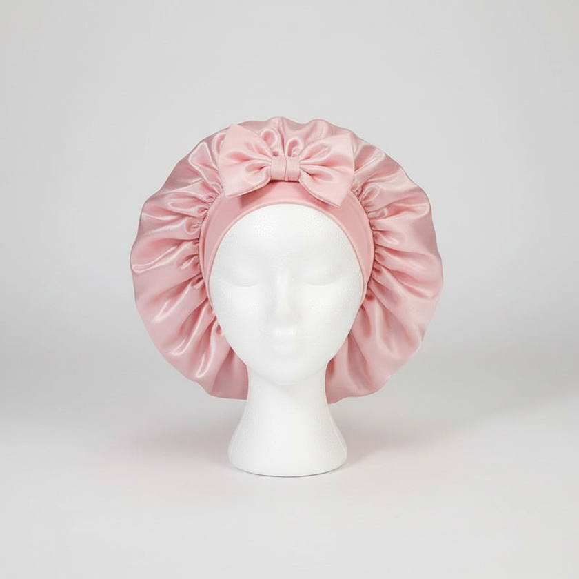Satin Silk Hair Bonnet for Sleeping – Oversized Bow Bonnet for Curly Hair | 21 Colours