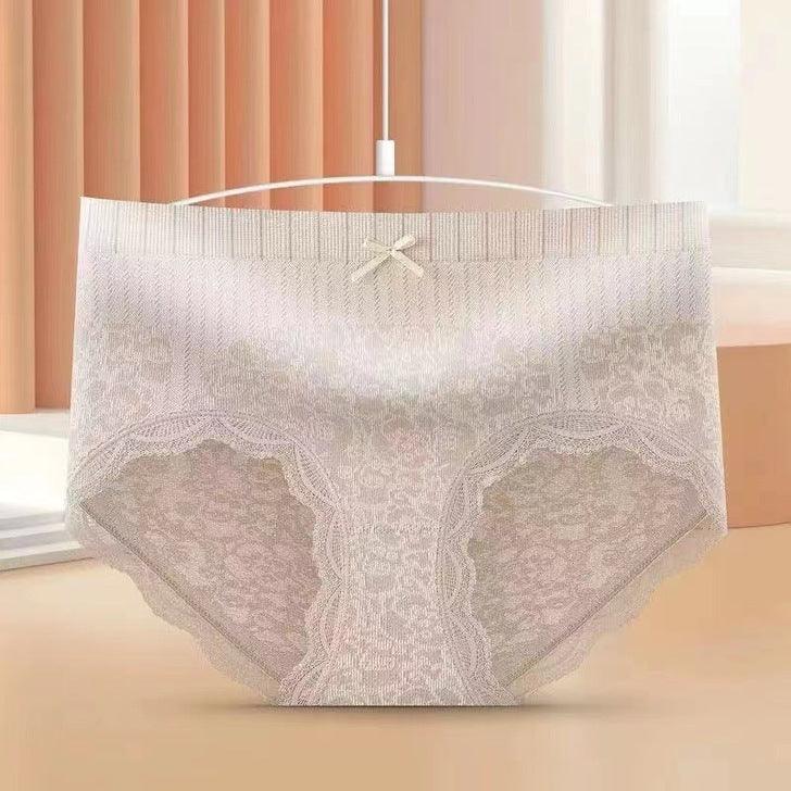 Women's Plus Size Nylon Lace Mid-Waist Slimming Briefs Shaping Underwear