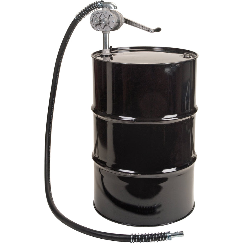 Rotary Lobe Type Drum Pump, Aluminum/Steel, Fits 55 Gal., 1 liter per revolution