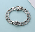Sterling Silver Ornament Men's Trendy Rotating Skull Retro Fashion Tang Grass Pattern Bracelet