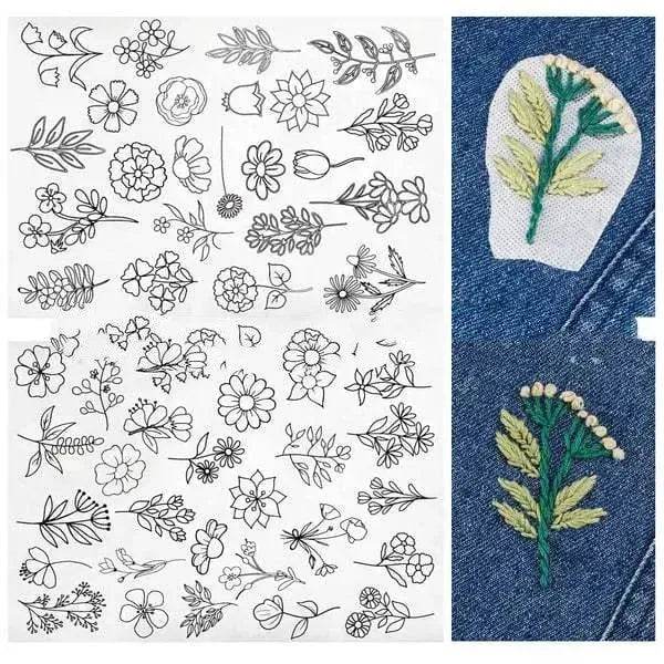 50pcs Water Soluble Stick and Stitch Embroidery Patterns stickers for Clothes