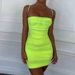 Ladies White bodycon dress Spaghetti Straps Sash Mini Bandage dress for Club Party