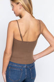 Straight Neck Two Ply Rib Knit Cami Top