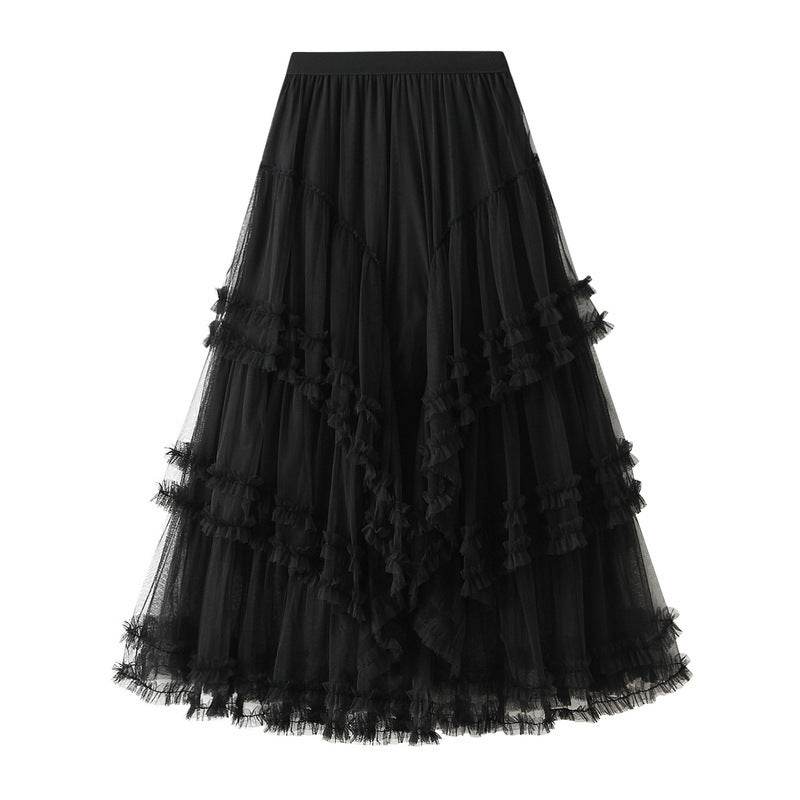 Slimming Multi-layer Gauze Skirt High-grade Midi Tulle Skirt