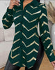 Lyxana Open Placket Foil Print Random Cut Shoulder Long Sleeve Cinched Waist Blouse Women tunic Shirt