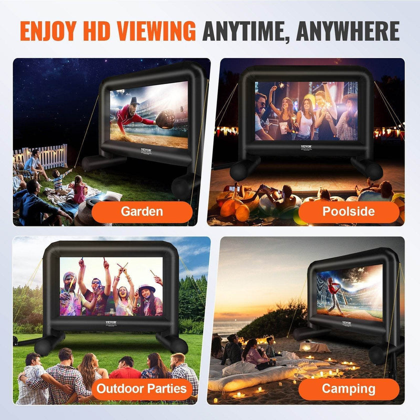 Inflatable Movie Screen, 16 FT Inflatable Projector Screen For Outside With Blower And Carrying Bag, Front Rear Projection, Oxford Fabric Blow Up Screen For Outdoor Parties Backyard Movie Nig