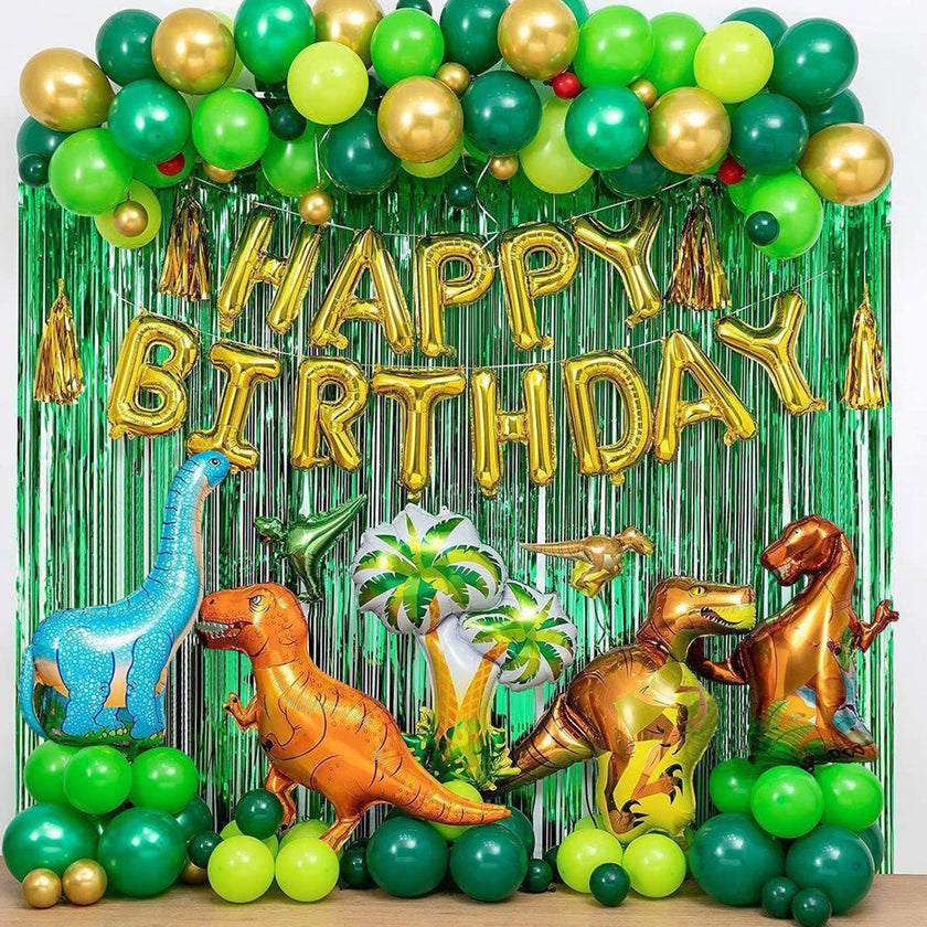 113 Pieces Dinosaur Party Balloon Decoration Set – Birthday Supplies Kit