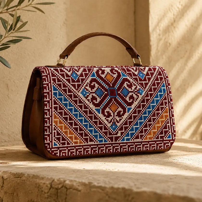 Handmade Palestinian Tatreez Crossbody Bag – Traditional Embroidered Women’s Shoulder Purse, Artisan Heritage Handbag, Middle Eastern Fashion Accessory