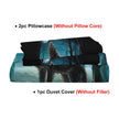 Moon Wolf Duvet Cover Set – Green Watercolor Forest Wolf Bedding | 3-Piece Microfiber | Twin Full King