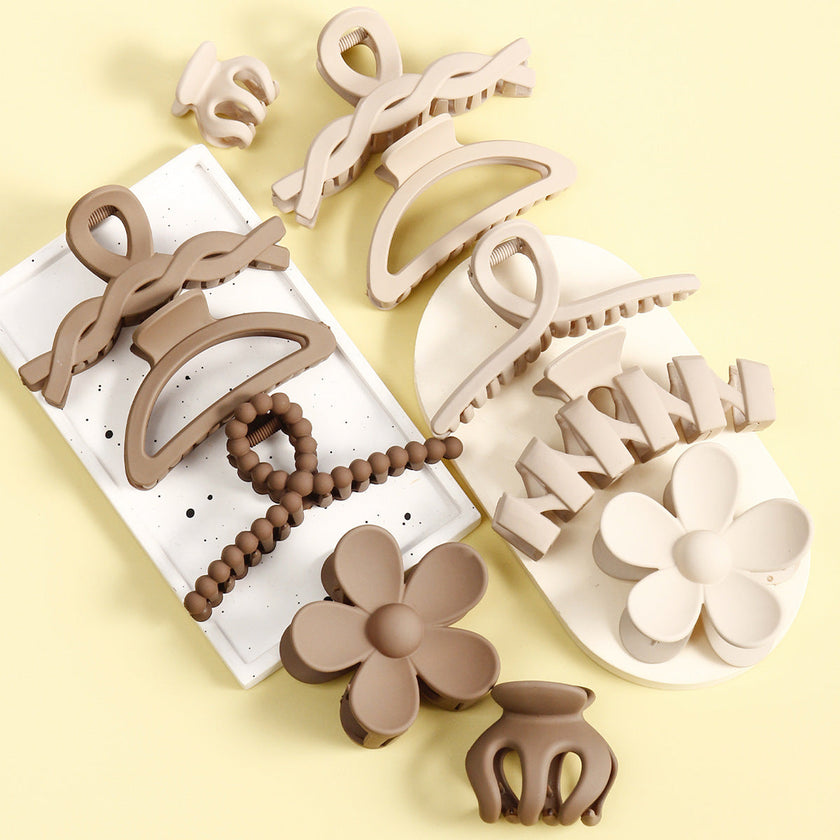 Coffee Series Hair Barrette Combination Set – Plastic Resin Hair Clips for Women
