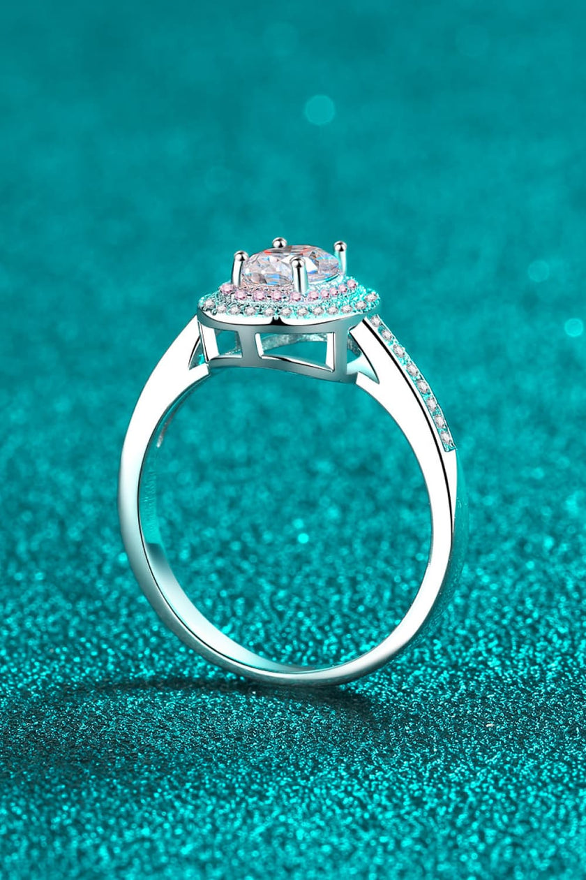 Bague Halo en Argent Sterling 925 avec Moissanite 1 Carat et Zircon en Accent