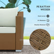 Rattan Wicker 3 Seater Patio Couch With Cushions, 2 Throw Pillows, Outdoor Furniture Rattan Sofa, Light Gray