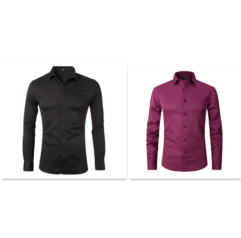 Men's Long Sleeve Business Casual Shirt – Loose Fit, 10 Colors, S–8XL | Canada & USA