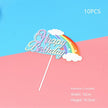 Birthday Cake Decoration Inserts – Rainbow & Balloon Baking Toppers (10 PCS)