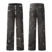 Punk Waste Soil Distressed Men Denim jeans pant Straight-leg Trousers