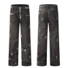 Punk Waste Soil Distressed Men Denim jeans pant Straight-leg Trousers