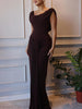 Brown Maxi Dress – Elegant Slim Fit High-Elastic Long Dress