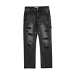 Punk Beggar Ripped Denim Straight-leg Trousers Men Jeans
