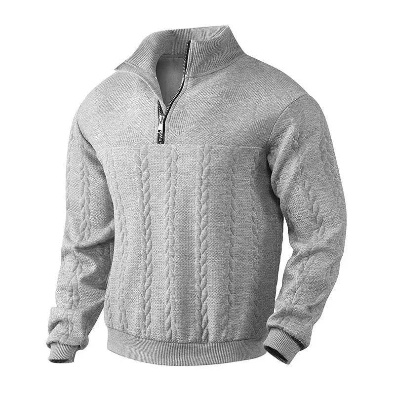 Casual Autumn Winter Half Zip Stand Collar Pullover Sweater top  Men