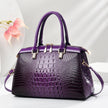 Women's Large-Capacity Patent Leather Commuter Handbag with Crocodile Pattern