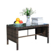 Outdoor Patio Furniture 1 Coffee Table With Clear Tempered Glass