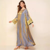 Women’s Kaftan Maxi Dress – Elegant Loose Abaya Gown with Gold Embroidered Sleeves | Modest Islamic Long Dress