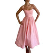 Elegant Solid Color Spaghetti Strap Suspender Skirt Dress Midi Skater Dress for Women