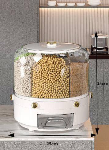 360° Rotating Rice & Grain Storage Container – Sealed Cereal Dispenser with Moisture-Proof Design