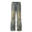 Heavy Industry Washing Hole Denim Trousers Men Jeans