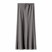High Quality Satin Silk High Waist Drawstring Lace-up Solid Women Satin Midi Skirt