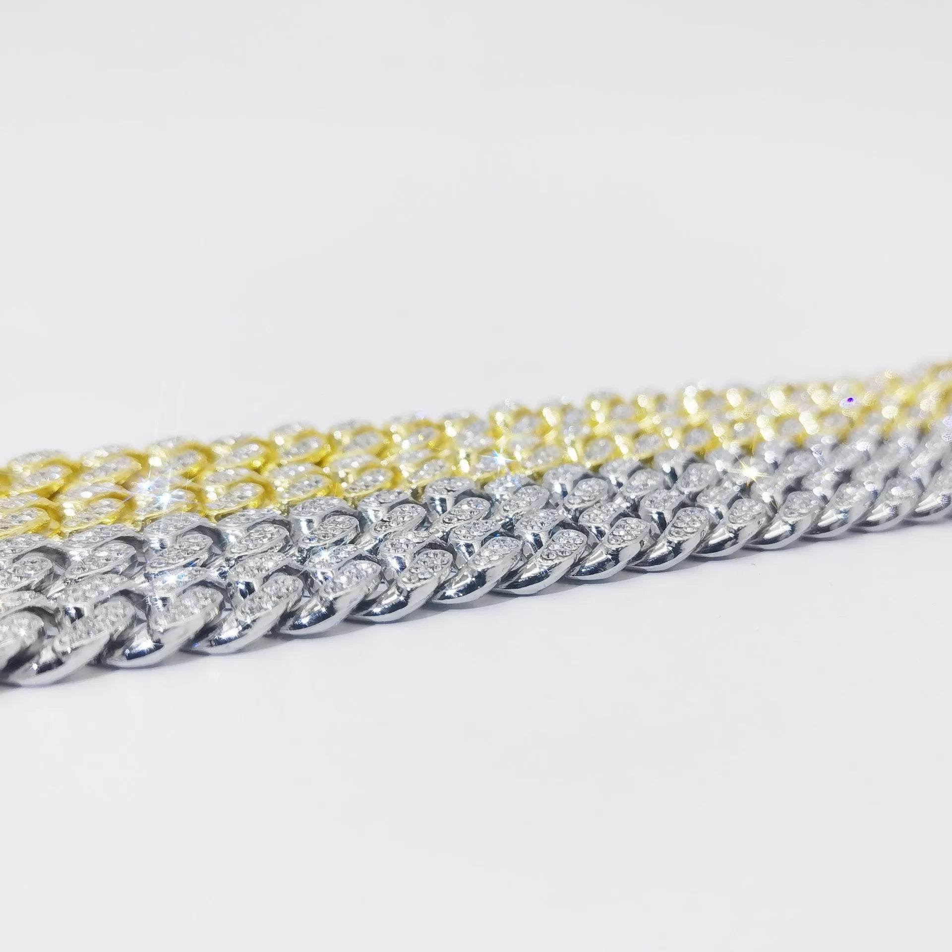 Flat Cuban Link Chain Diamond Bracelet