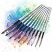 Nylon Hair Art Brush Set 10pcs – Watercolor, Oil & Acrylic Painting Brushes with Wood Handle