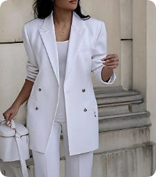 Women's Business Casual Suit Set – Long Sleeve Blazer & Slim Trousers | Canada & USA