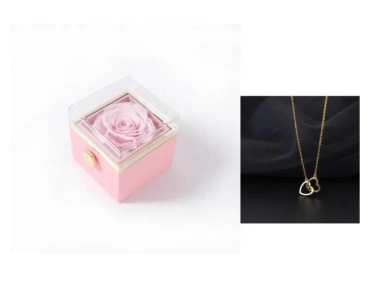 Fashion Acrylic Rotating  Valentine  Rose Jewelry gift  Box