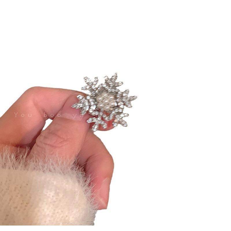 Crystal Snowflake Pearl flower Retro Hair Clip
