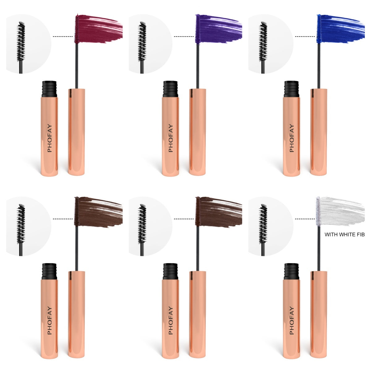 PHOFAY Colorful Mascara – Lengthening, Volumizing & Waterproof (6 Shades)