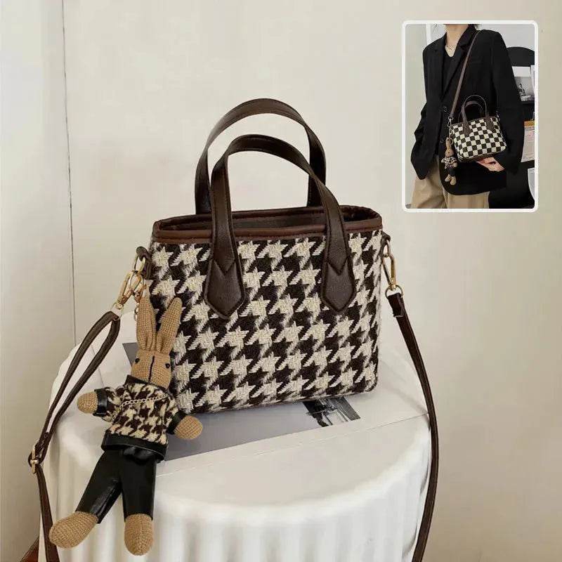 Fashion Houndstooth Shoulder Bags Portable Checkerboard Handbags All-match Messenger Crossbody Bag Women